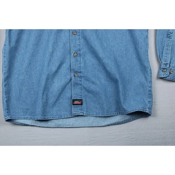 Dickies Shirt Mens XL Blue Denim 100% Cotton Button Up Workwear - Picture 4 of 16